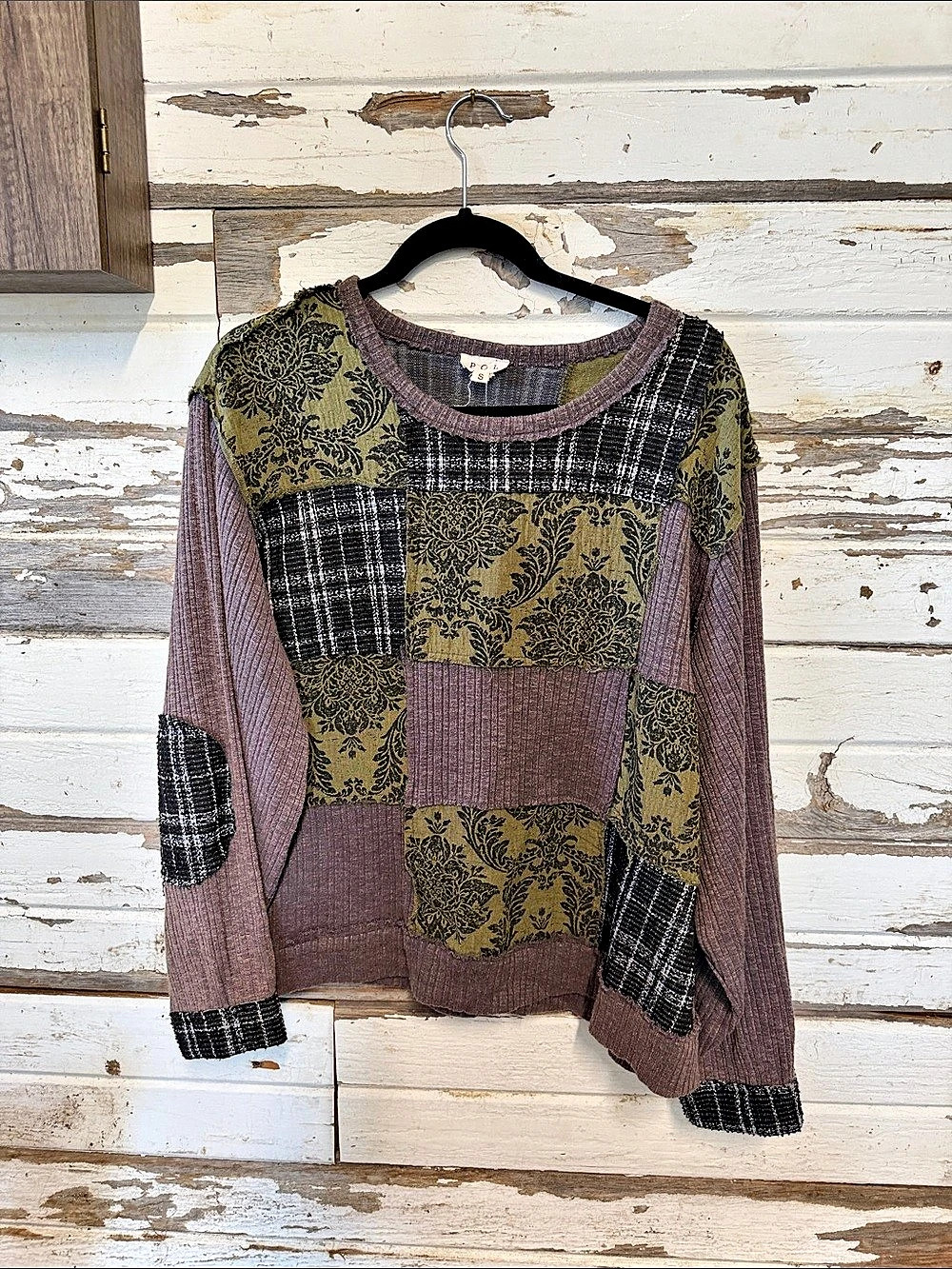 POL Patchwork Paisley Sweater in Brown & Green Size Small (50